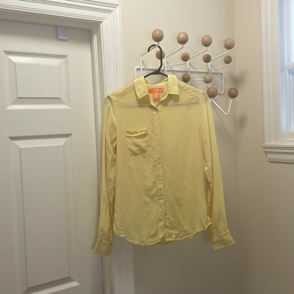Joe Fresh - Classic Silk Button Down - Yellow - XS